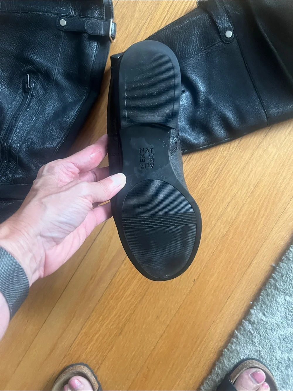 Black Leather women’s  tall Buckle Boots